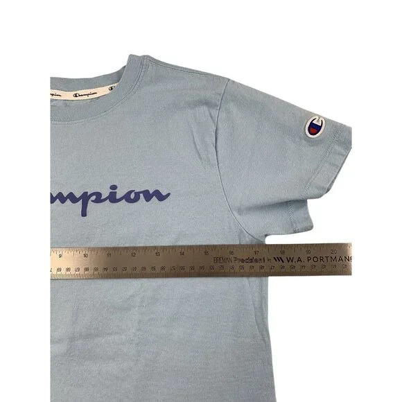 Champion Short Sleeve Blue Logo T-Shirt Womens Medium - Picture 6 of 11